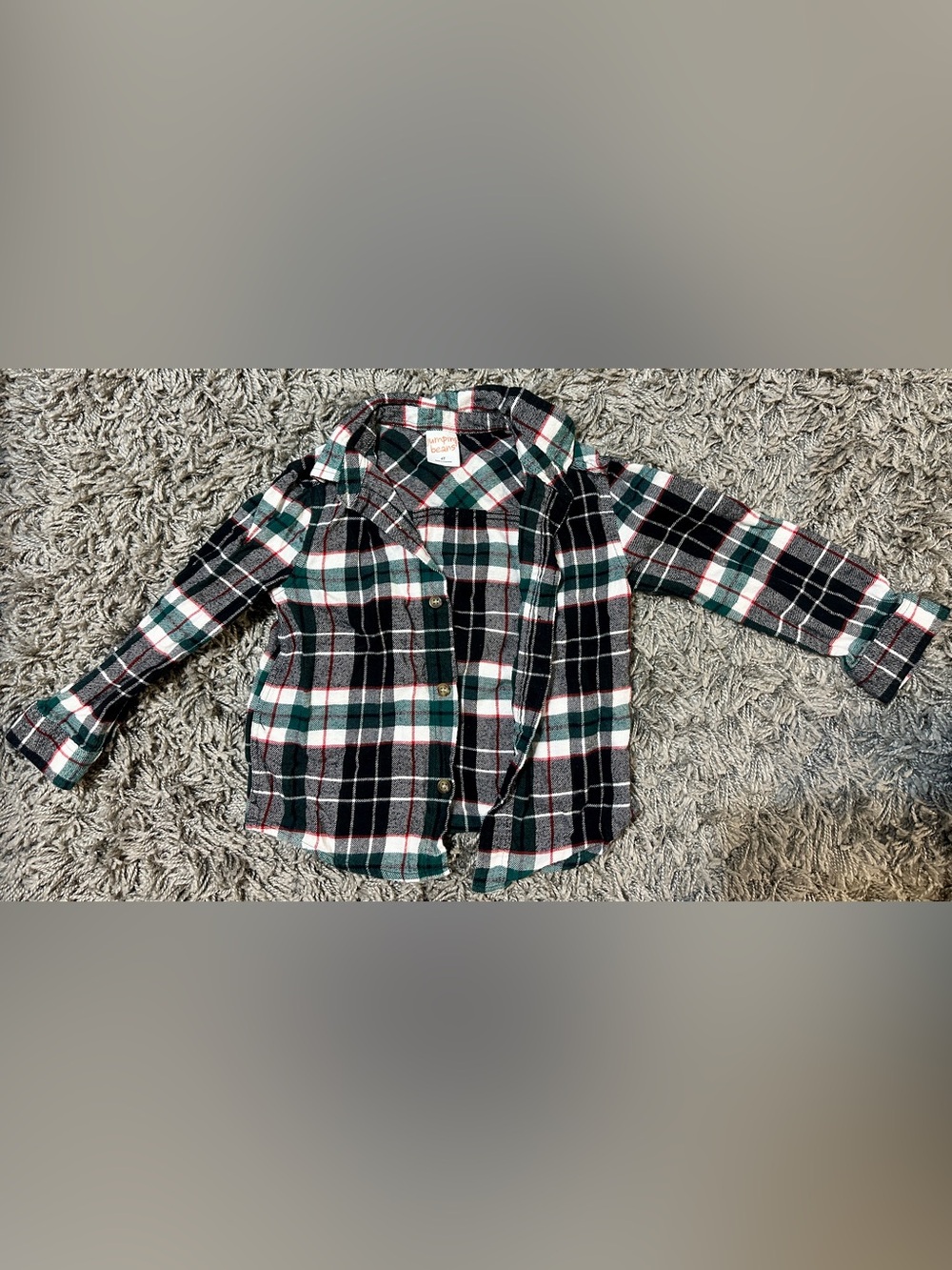 jumping beans Black, Green & White Plaid Button-Front Shirt